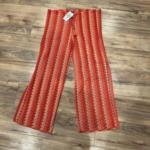 NWT Becca by Rebecca Swim Cover-Up Pants Womens Medium Wide Spit Leg Crochet